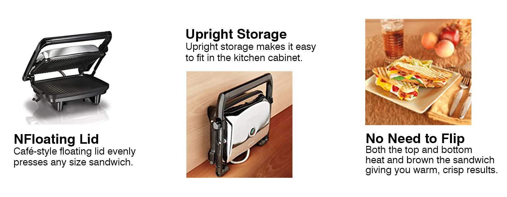 Hamilton Beach Gourmet Panini Press Sandwich Maker with Power & Preheat